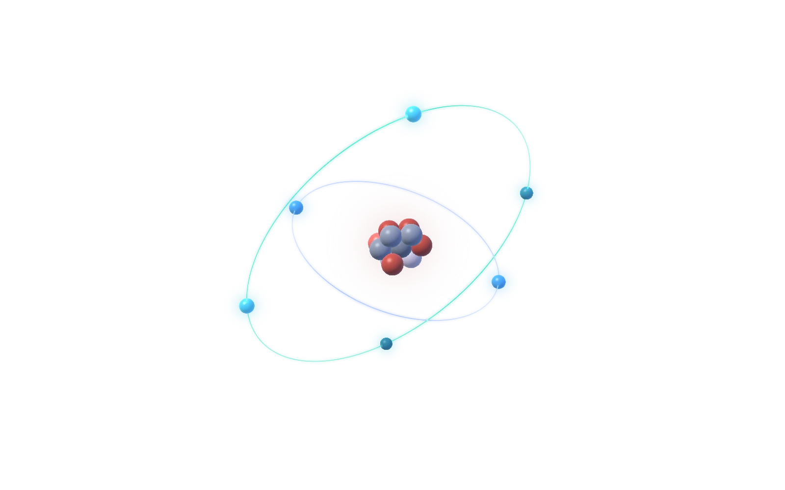 Mô hình 3D của nguyên tử cacbon cho thấy hạt nhân và các lớp electron